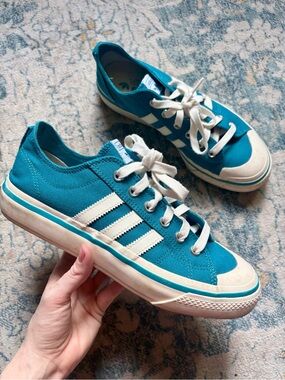Adidas Nizza Men’s Sneakers Platform Blue Cream Canvas Casual Sneakers Size 8